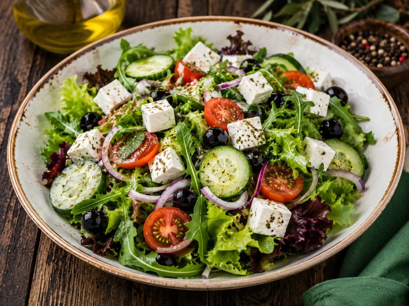 PEYNİRLİ MEVSİM SALATASI